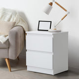 Oikiture Bedside Table Nightstand 2 Drawers White - Low Angle
