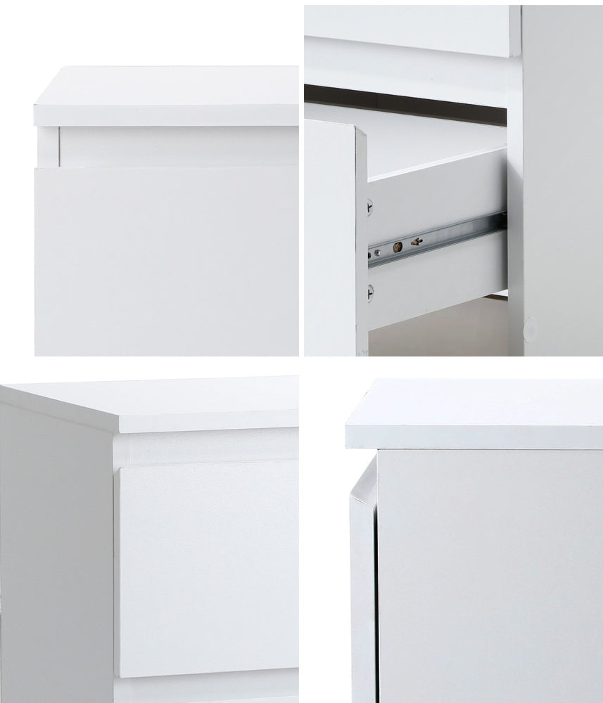 Oikiture Bedside Table Nightstand 2 Drawers White