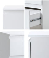 Oikiture Bedside Table Nightstand 2 Drawers White