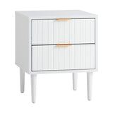 Oikiture Bedside Tables Set of 2 Nightstand White - Side View