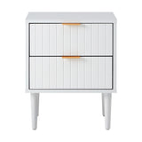 Oikiture Bedside Tables Set of 2 Nightstand White - 45-Degree Angle