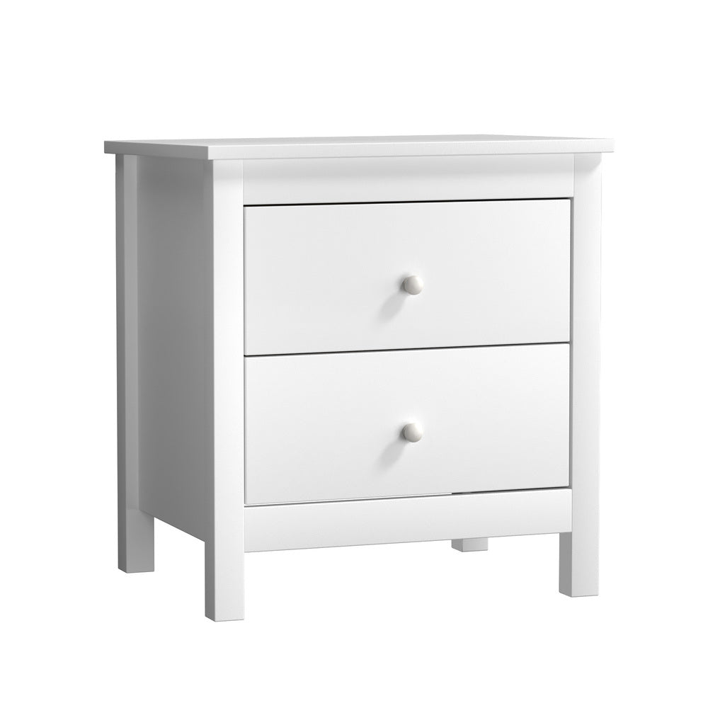 Oikiture Bedside Table Side End Table 2 Drawers White
