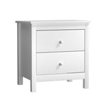 Oikiture Bedside Table Side End Table 2 Drawers White