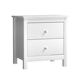 Oikiture Bedside Table Side End Table 2 Drawers White