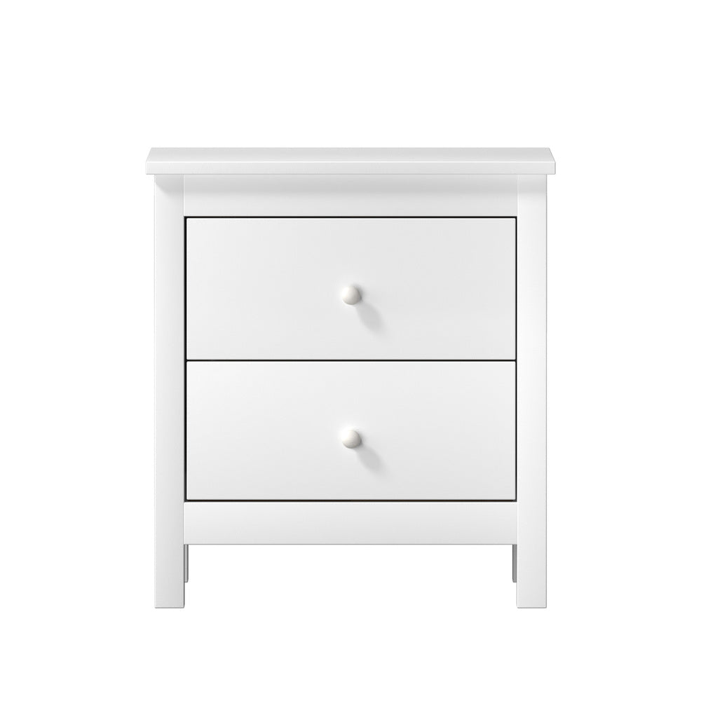 Oikiture Bedside Table Side End Table 2 Drawers White