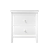 Oikiture Bedside Table Side End Table 2 Drawers White - Side View