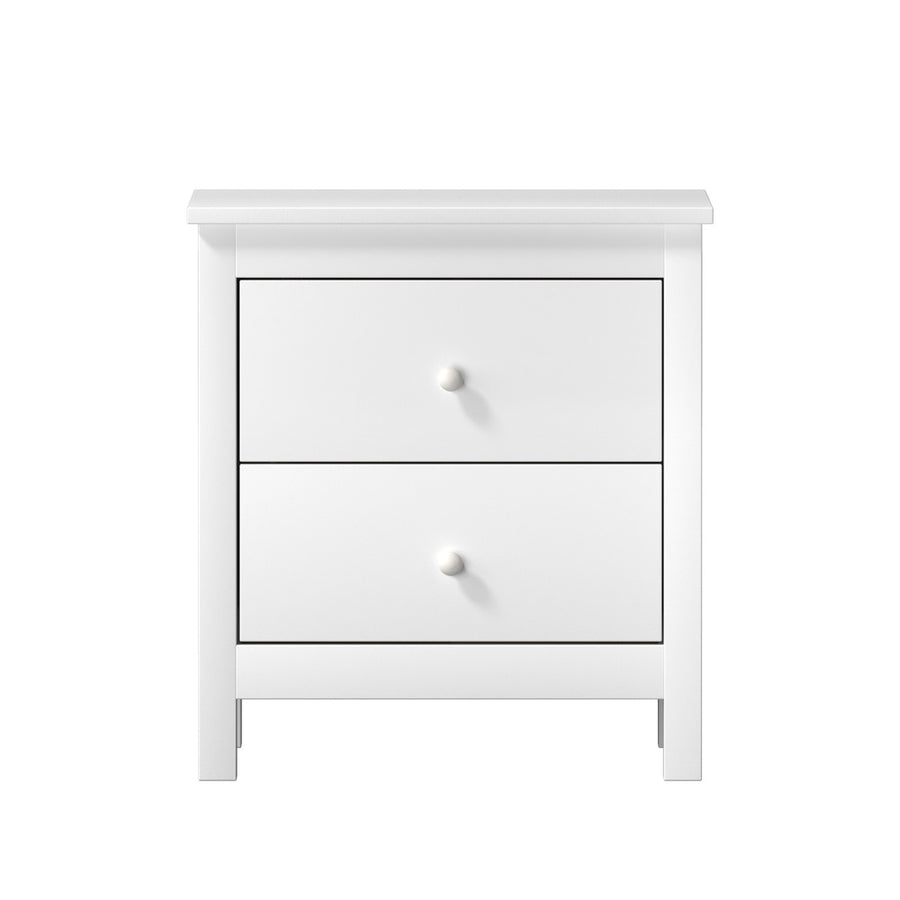 Oikiture Bedside Table Side End Table 2 Drawers White