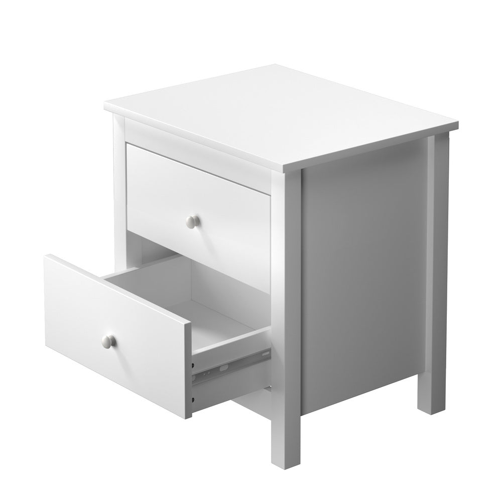 Oikiture Bedside Table Side End Table 2 Drawers White