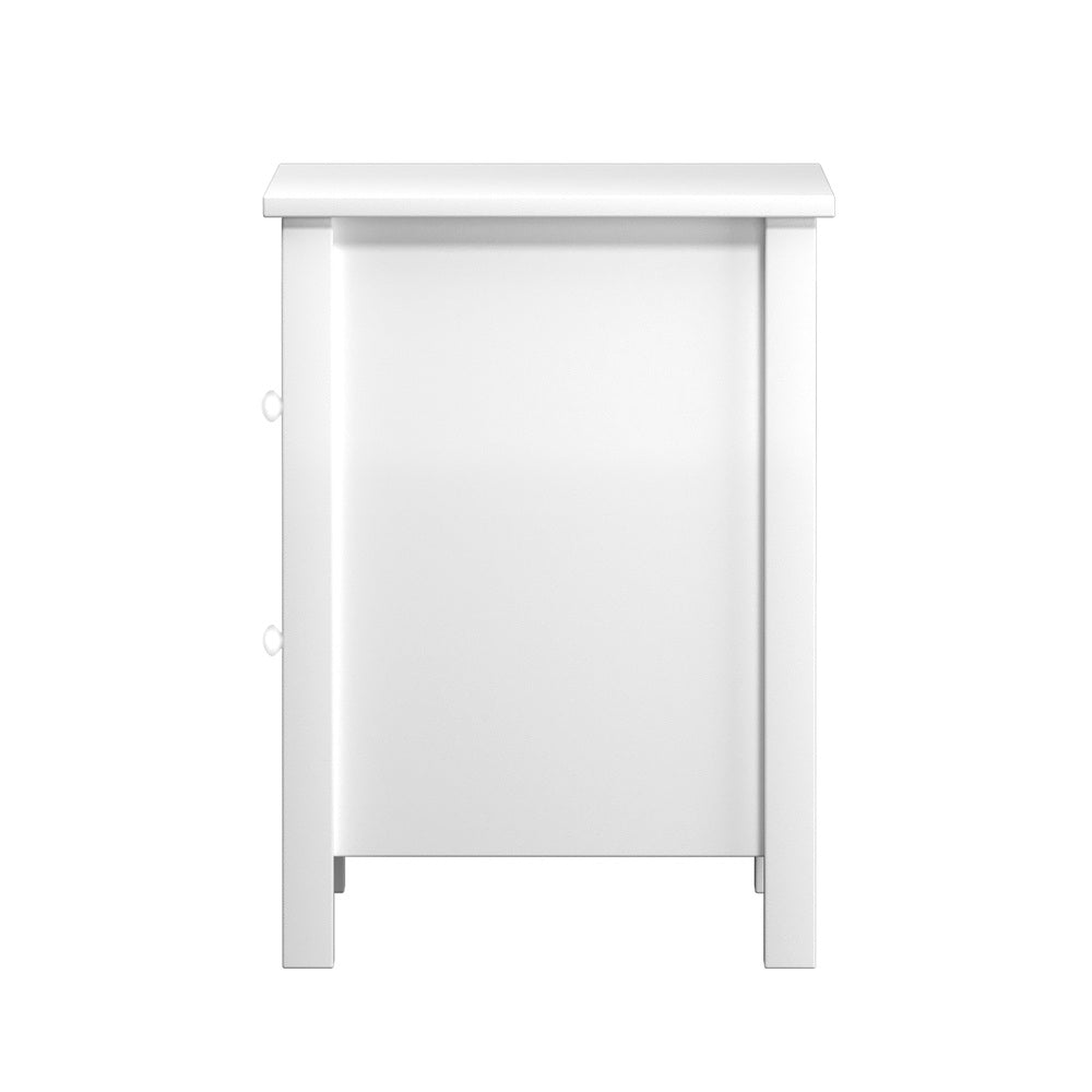 Oikiture Bedside Table Side End Table 2 Drawers White