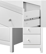 Oikiture Bedside Table Side End Table 2 Drawers White - Front View
