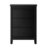 Oikiture Bedside Table 3 Drawers Hamptons Furniture Black