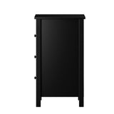 Oikiture Bedside Table 3 Drawers Hamptons Furniture Black - Close-Up Angle