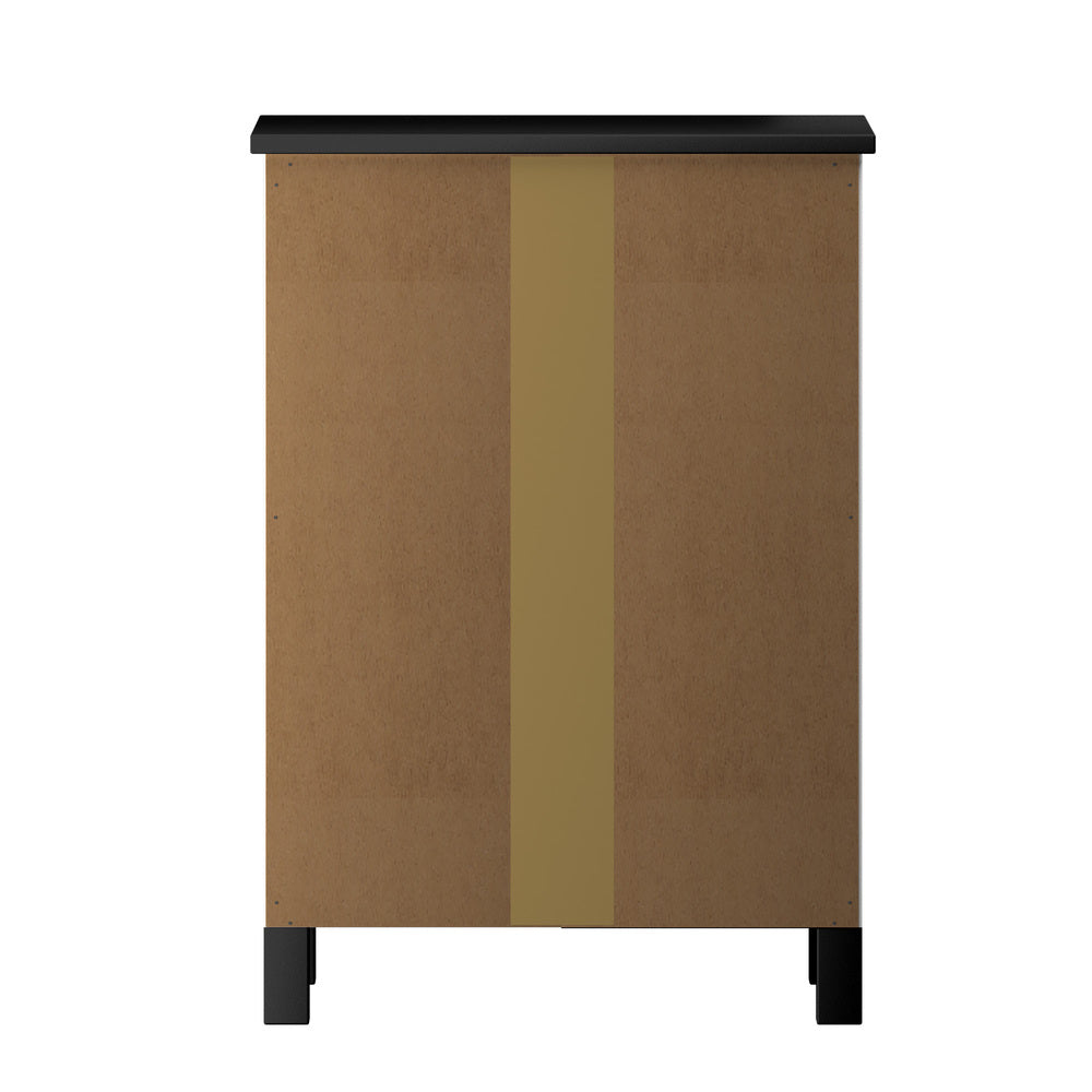 Oikiture Bedside Table 3 Drawers Hamptons Furniture Black