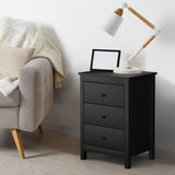 Oikiture Bedside Tables Set of 2 Nightstands Black - Rear View