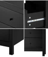 Oikiture Bedside Tables Set of 2 Nightstands Black - Low Angle