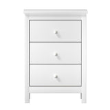 Oikiture Bedside Table 3 Drawers Hamptons Furniture White