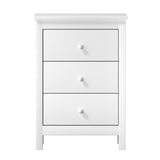 Oikiture Bedside Table 3 Drawers Hamptons Furniture White - Top-Down View