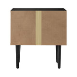Oikiture Bedside Table 2 Drawers Metal Handle Black&Wooden - Close-Up Angle