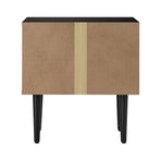 Oikiture 2PCS Bedside Table 2 Drawers Black&Wooden