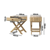 Oikiture Bedside Table Wooden Frame Cross Base - 45-Degree Angle