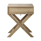 Oikiture Bedside Table Wooden Frame Cross Base