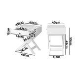 Oikiture Bedside Table Wooden Frame Cross Base White - Side View
