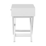 Oikiture Bedside Table Wooden Frame Cross Base White - Rear View