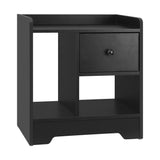 Oikiture Bedside Tables Set of 2 Nightstand Shelf Black