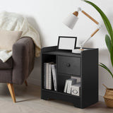 Oikiture Bedside Tables Set of 2 Nightstand Shelf Black