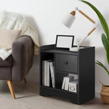 Oikiture Bedside Tables Set of 2 Nightstand Shelf Black - Top-Down View