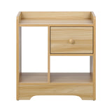 Oikiture Bedside Table with Drawer & Storage Space Wooden - Side View