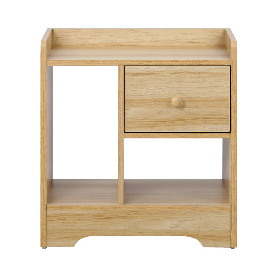 Oikiture Bedside Table with Drawer & Storage Space Wooden