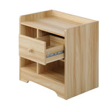 Oikiture Bedside Table with Drawer & Storage Space Wooden - Top-Down View