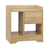 Oikiture Bedside Tables Set of 2 Nightstand Shelf Natural