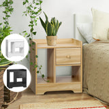 Oikiture Bedside Tables Set of 2 Nightstand Shelf Natural - 45-Degree Angle