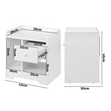 Oikiture Bedside Table with Drawer & Storage Space White - Rear View