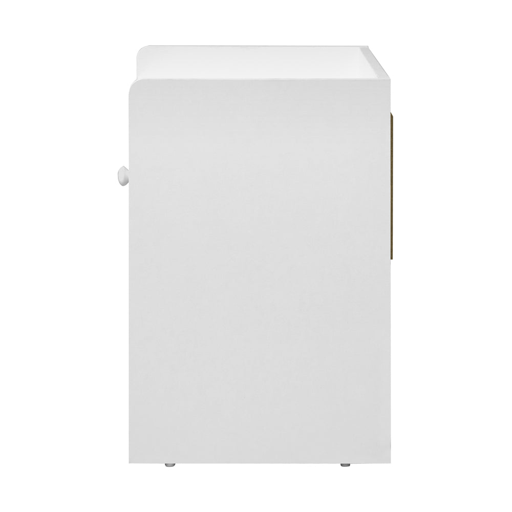 Oikiture Bedside Table with Drawer & Storage Space White