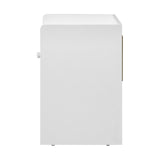 Oikiture Bedside Table with Drawer & Storage Space White - Top-Down View