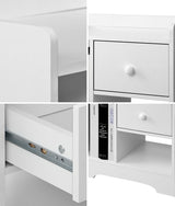 Oikiture Bedside Tables Set of 2 Nightstand Shelf White - Close-Up Angle