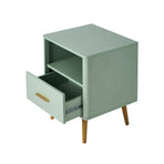 Oikiture Bedside Table 1 Drawer Open Shelf Nightstand Green