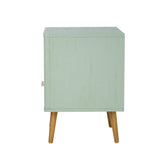 Oikiture Bedside Table 1 Drawer Open Shelf Nightstand Green