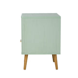 Oikiture 2x Bedside Table 1 Drawer Open Shelf Nightstand Green - Rear View