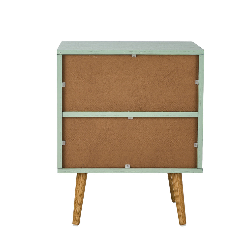 Oikiture 2x Bedside Table 1 Drawer Open Shelf Nightstand Green