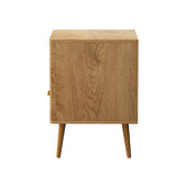 Oikiture Bedside Table 1 Drawer Open Shelf Nightstand Natural
