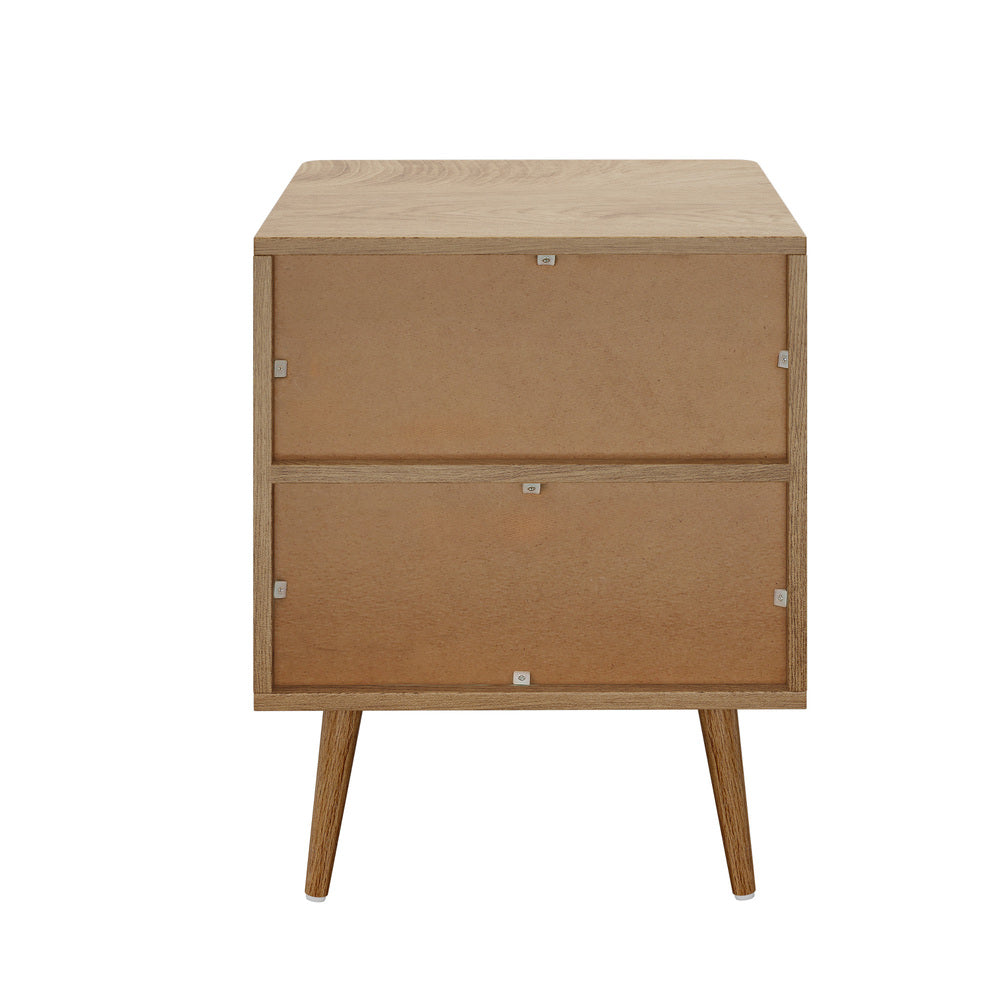 Oikiture 2x Bedside Table 1 Drawer Open Shelf Nightstand Natural