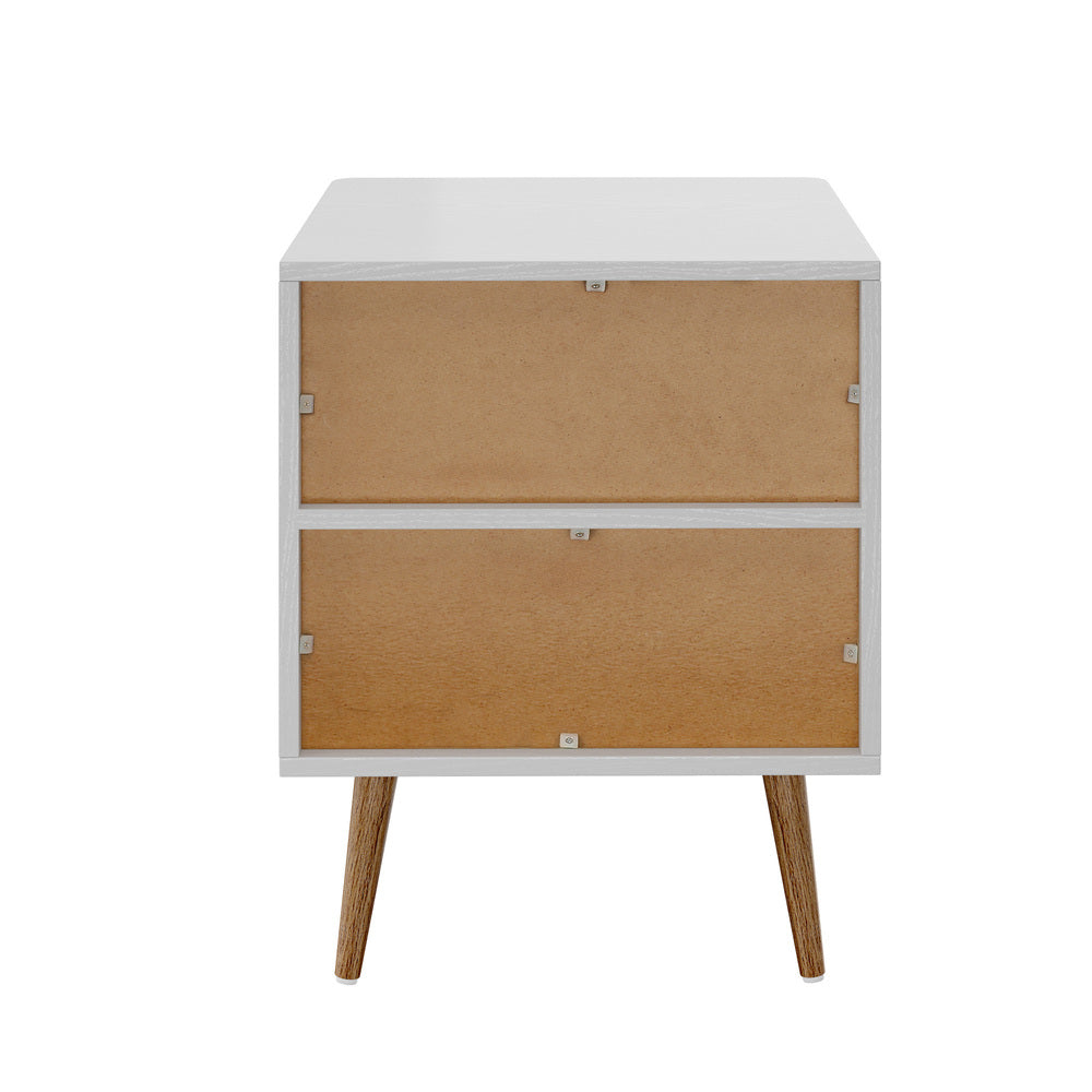 Oikiture Bedside Table 1 Drawer Open Shelf Nightstand White