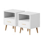 Oikiture 2x Bedside Table 1 Drawer Open Shelf Nightstand White