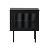 Oikiture Bedside Tables Storage Cabinet Wood Black - Side View