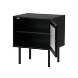 Oikiture Bedside Tables Storage Cabinet Wood Black - 45-Degree Angle