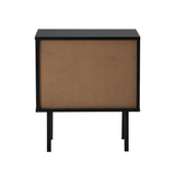 Oikiture Bedside Tables Storage Cabinet Wood Black
